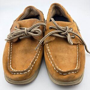 Sperry Intrepid Boat Shoes | Tan & Brown Leather | Boys Size 1M